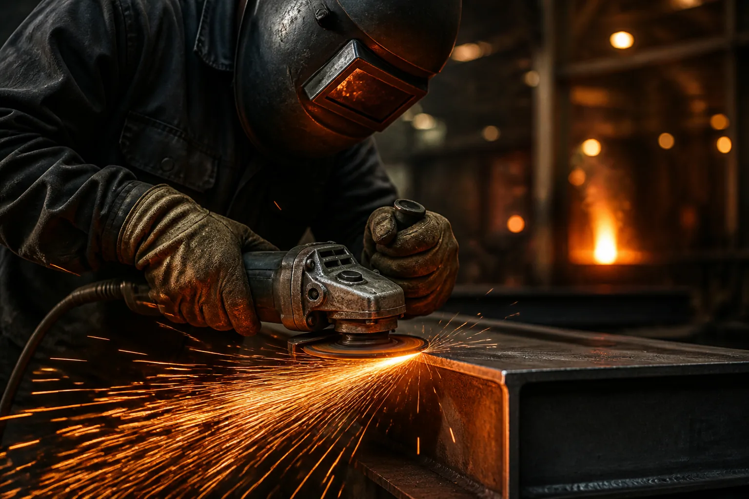 Detaillierter Metallbearbeitungsprozess w&auml;hrend der industriellen Produktion